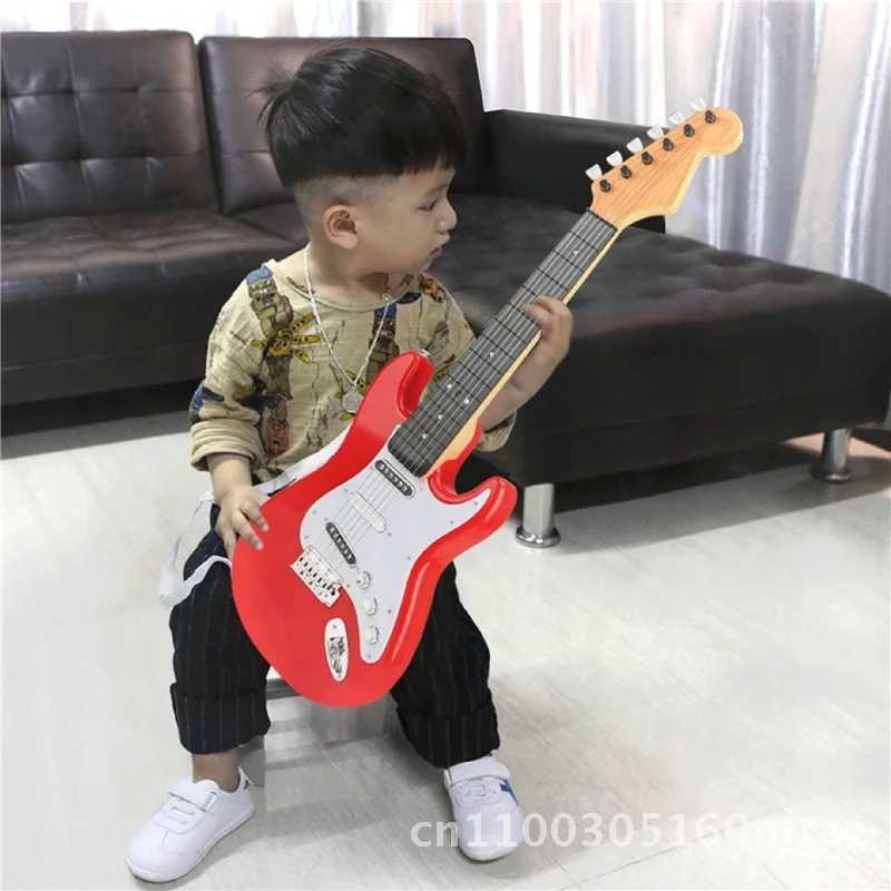 Duża elektroniczna gitara zabawka dla dzieci - symulacja ukulele dla chłopców i dziewcząt, instrument muzyczny dla początkujących w kolorowej pudełko.