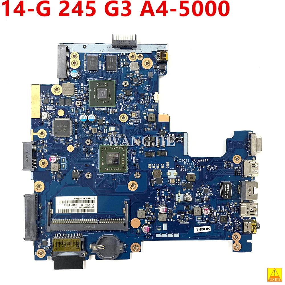 

762431-001 762431-601 762431-501 For HP 14-G 245 G3 Series Used Laptop Motherboard A4-5000 CPU LA-A997P 100% Test Good