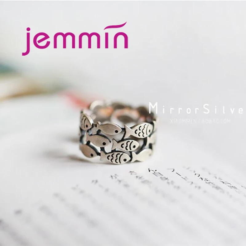 Little Fish Open Finger Rings Jewelry For Women Girls Genuine 925 Silver  Rings Fine Jewelry Gift For Wife Daughter