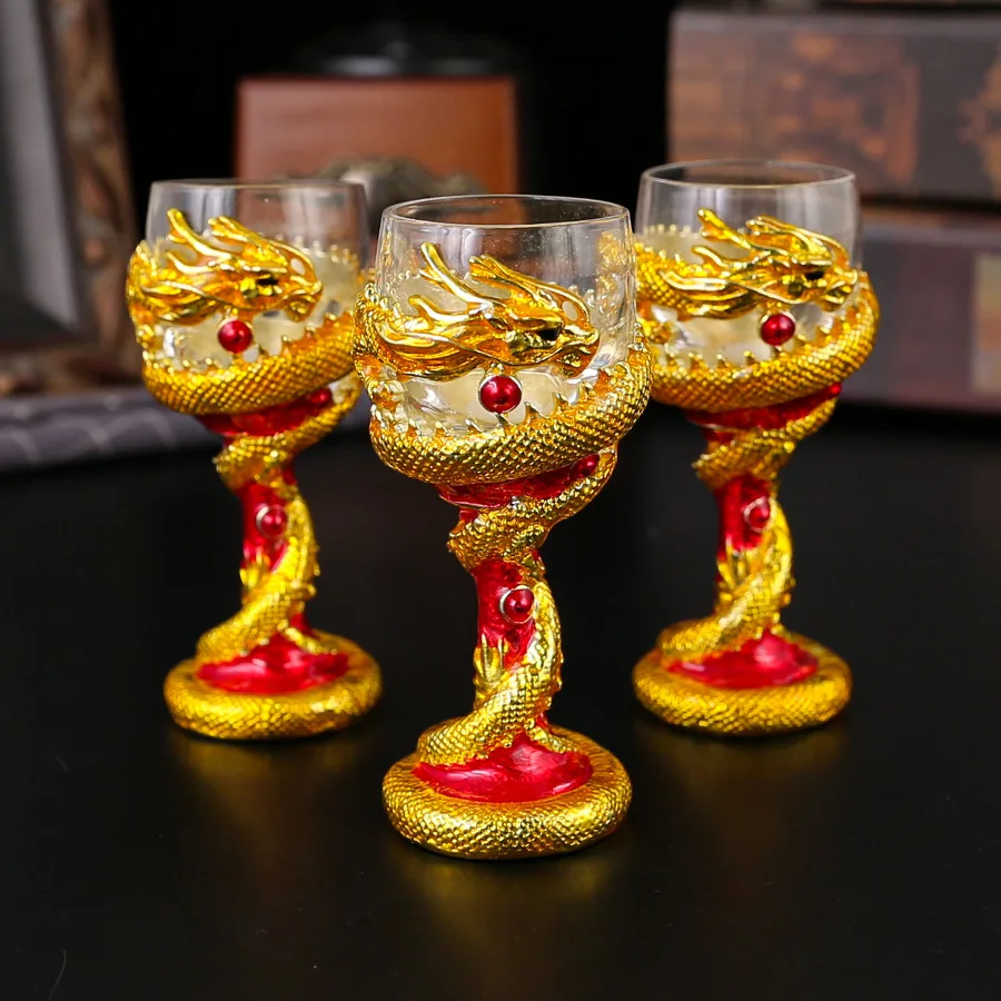 

Chinese-Style Dragon EmbossedChinese-style Dragon E for Wine Coffee Beer Whisky - Unique Goblet Design for Home Parties Or Gifts