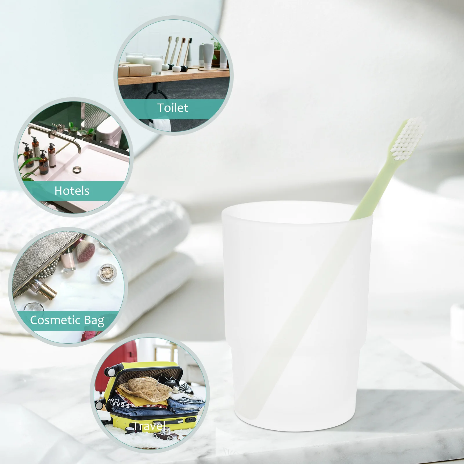 

2Pcs Glass Cup for Toothbrush Holder - Premium Transparent Bathroom Accessories Set Ideal for Couples Travel and Hotel Decor