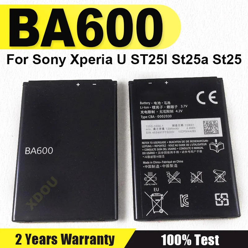 

Новые аккумуляторы для мобильных телефонов BA600 для Sony Xperia U ST25I St25a St25 BA600 1290 мАч, портативный аккумулятор для мобильных телефонов