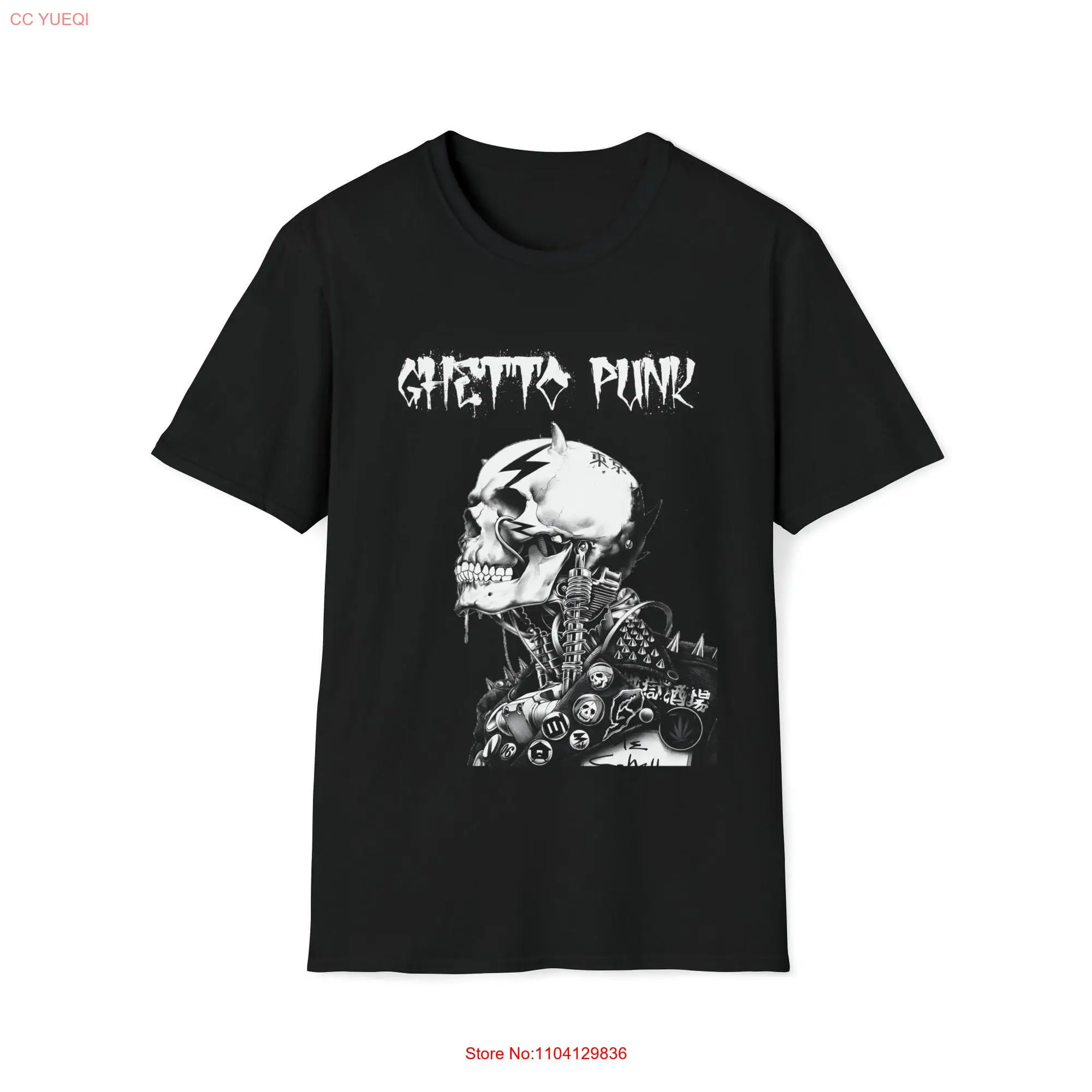 Ghetto Punk Alternative Hard Skull Drip Ship Goth Emo Hardcore Alt Softstyle T Shirt long or short sleeves