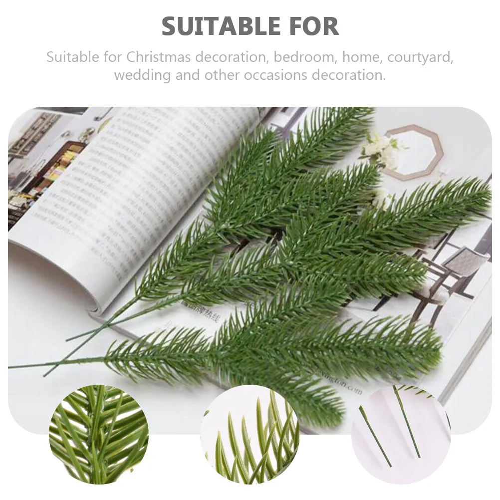 

20pcs Artificial Pine Branch 3 Forks Design Reusable Christmas Decorations Home Wedding Party Supplies Faux Plant Picks