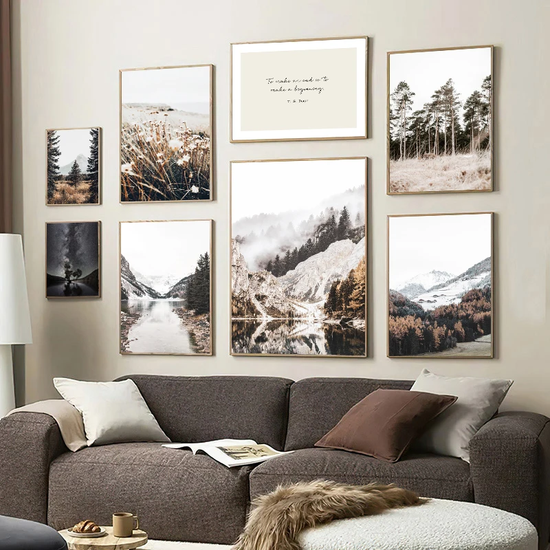 

Lake, Forest, Ice and Snow Scenery Canvas Poster Wall Art, Picture Wall Decoration, Modern Living Room Bedroom Home Decoration
