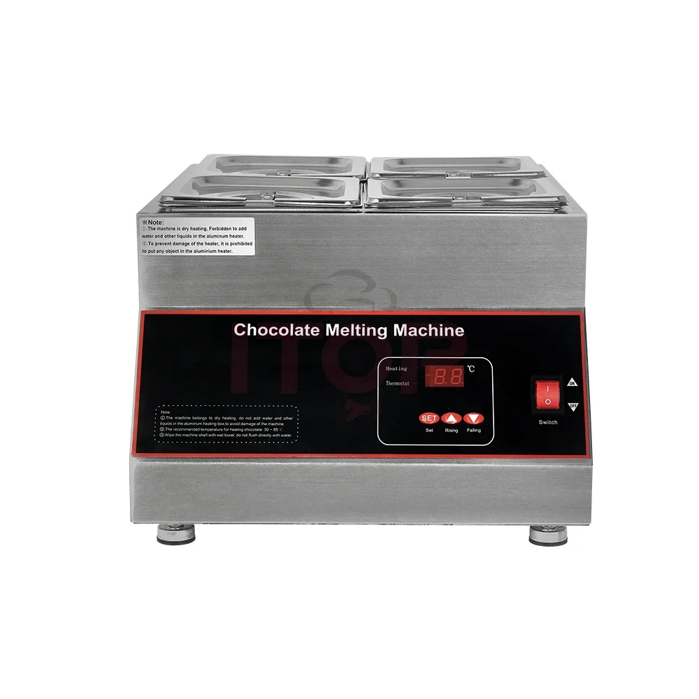 Cocina digital comercial, 4 ollas, fusión de chocolate eléctrica, máquina de fusión de 10 kg, ollas de acero inoxidable