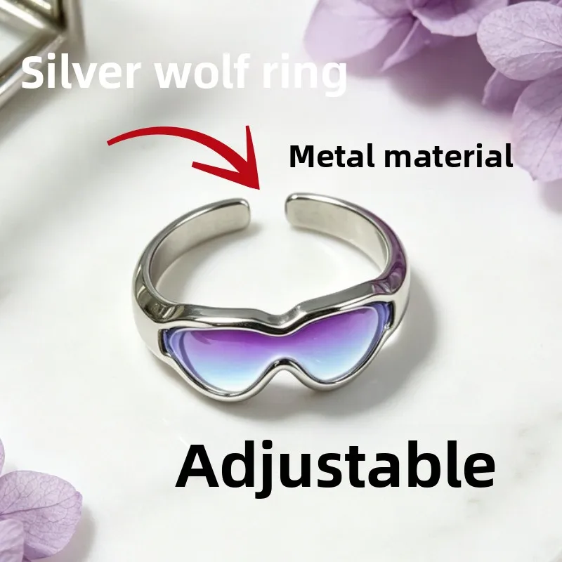 Silver Wolf Ring Doujin Original Two-dimensional Opening Adjustable Ring Game Merchandise