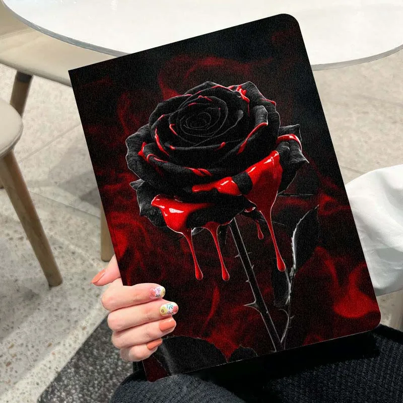 

Black Rose Popular For iPad Pro Air Mini 2 3 4 5 6 7 7th 8th 9th 10th 11th 10.2 9.7 10.5 10.9 11 12.9 13 Tablet Case