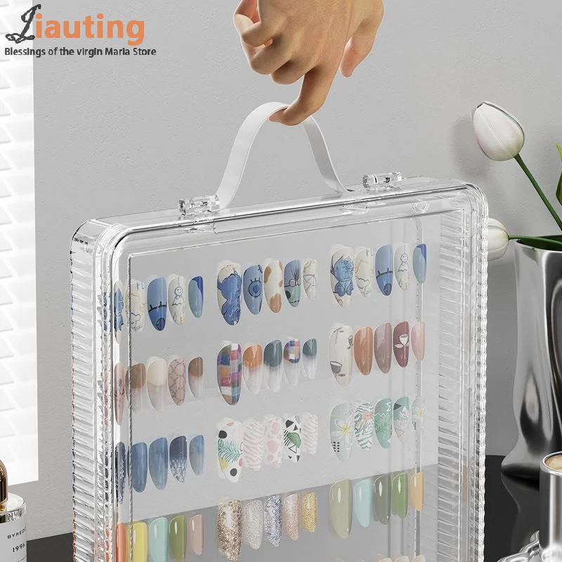 Scatola portaoggetti vuota per unghie Set di imballaggio per unghie finte per organizzatore di manicure Forniture per unghie con nastro adesivo biadesivo