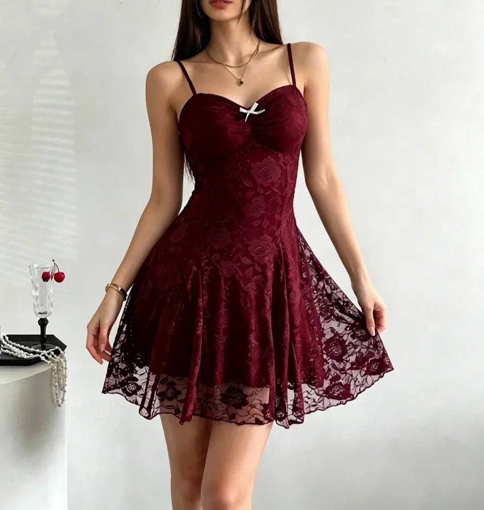 Sommerliches Neues Mini-Kleid mit Spaghettiträgern, Rüschen, Korsett, Rückenfreiem Design, Bandage, Spitze, Stufenrock, Rüschenkleid, Club-Party-Sexy-Kleid, Weißes Kleid – Detail 10