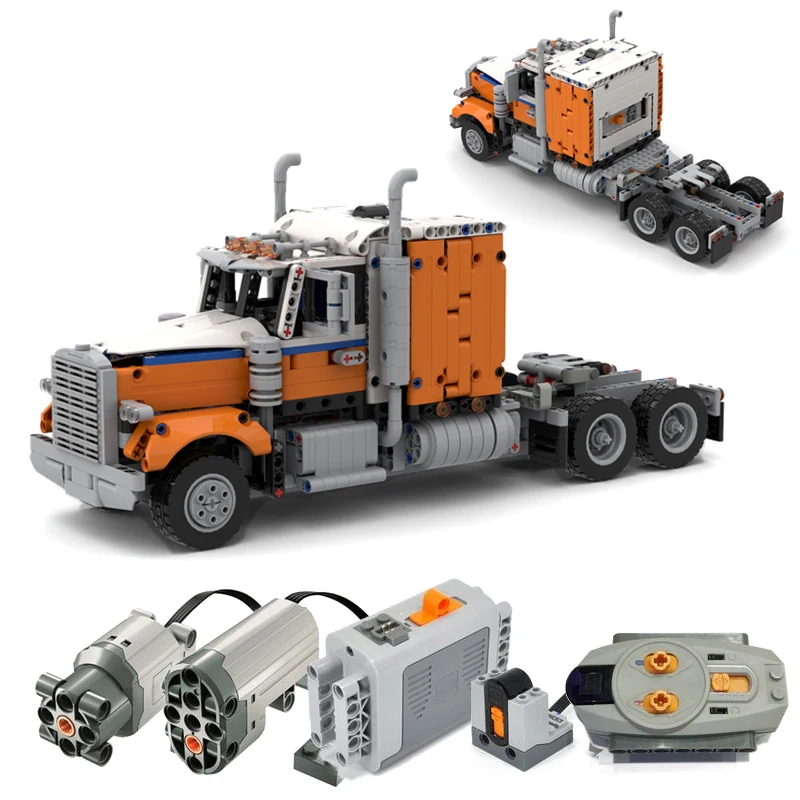 NEW Technical American Semi Truck MOD From 42128 Heavy-duty Tow Truck MOC Building Blocks Set DIY Bricks Toys for Children Gifts