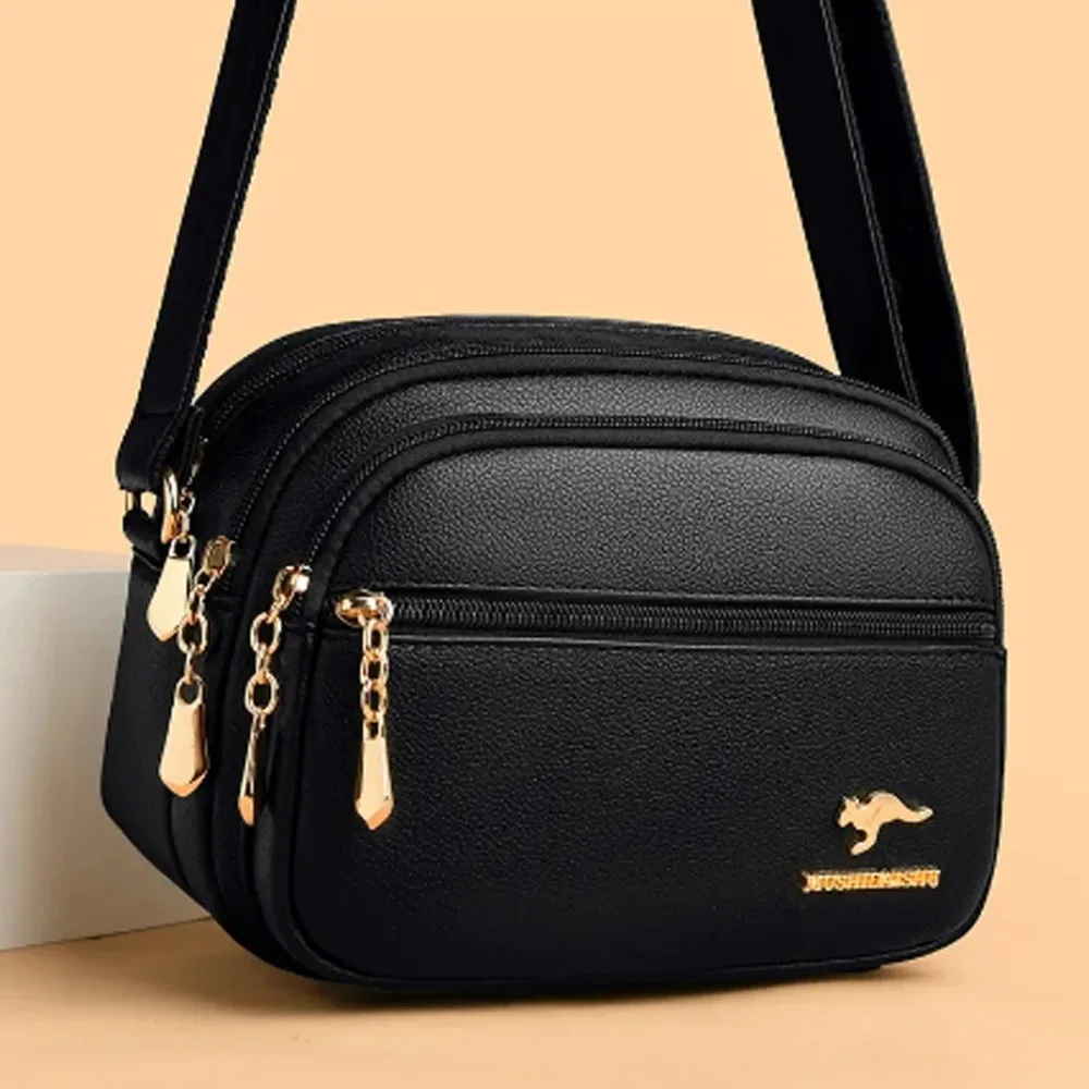 High Quality Soft Leather Purse Fashion Women Shoulder Messenger Bag Multi-pocket Wear-resistant Bag Luxury Ladies Handbag Sac