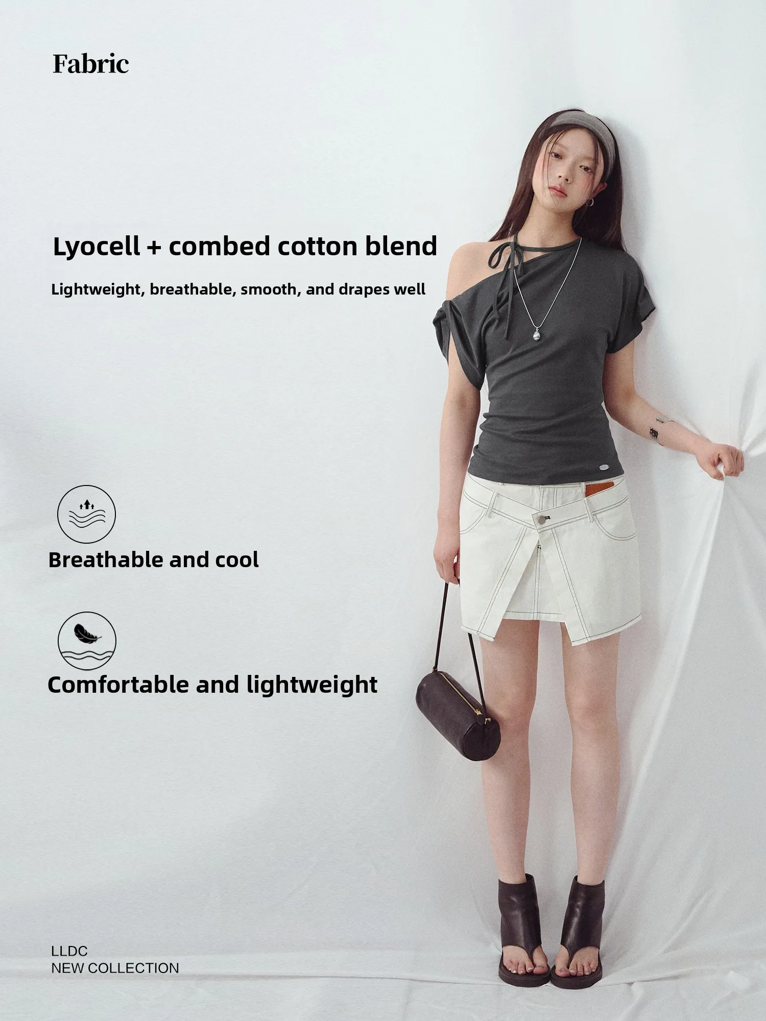 

LaluneDuCiel Women's Ruched ort Sve Asymmetrical Design T-irt Waist-Cinching oulder-Bow Knot Pure Color Korean Sle