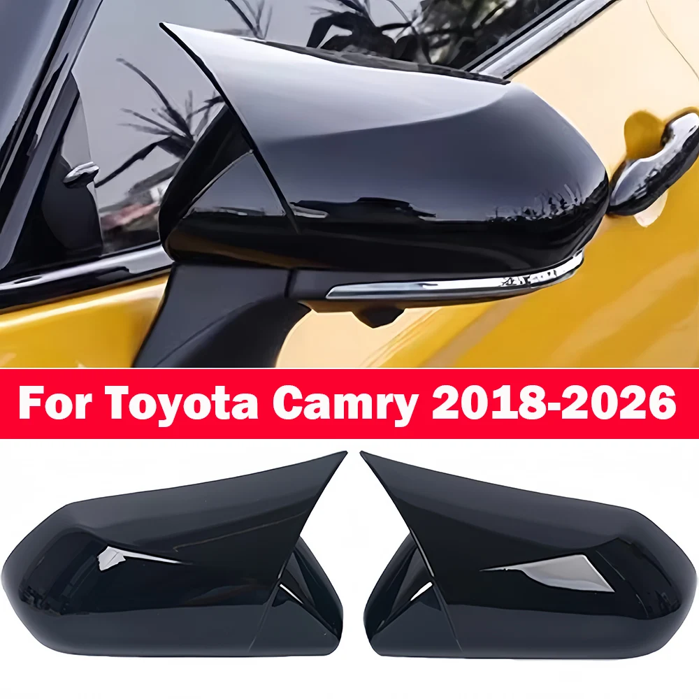 

For Toyota Camry 70 XV70 2018-2026 2019 2020 2021 2022 2023 Accessories Carbon Look/Glossy black Rearview Mirror Cover Trim Cap