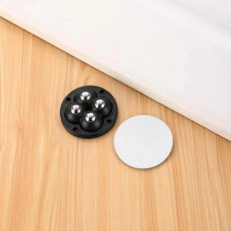 8Pcs Self Adhesive Ball Universal Wheel 4 Beads Stainless Steel Pulley Base For Furniture Bedside Table Base