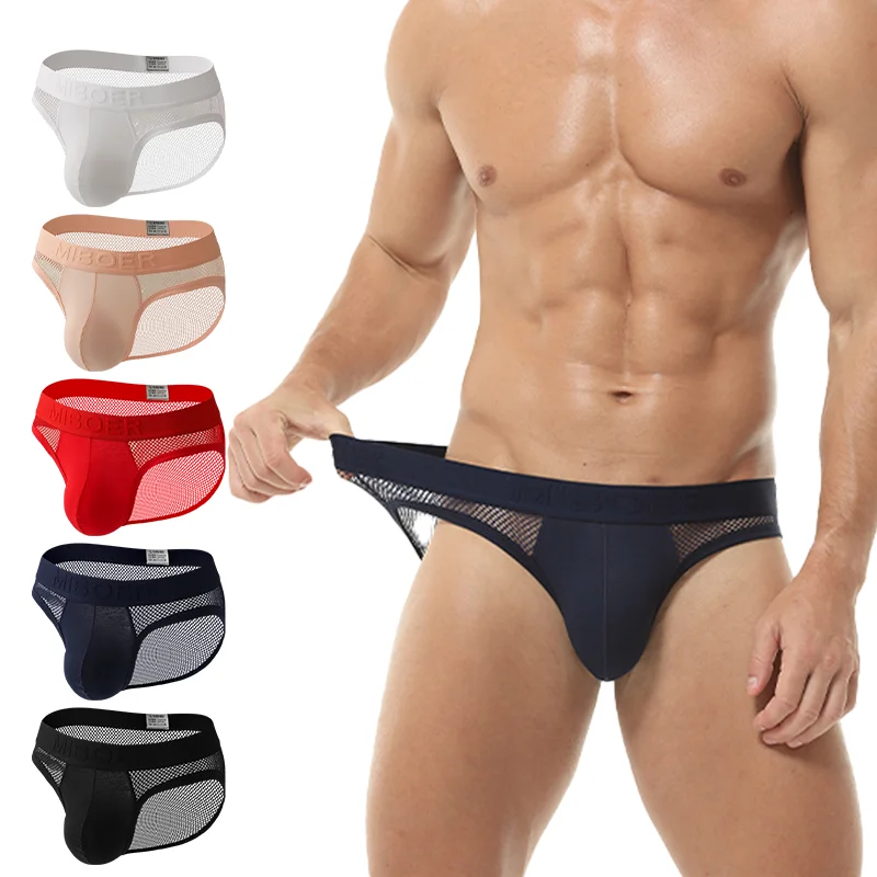 

Men's Sexy Low Rise Breathable Mesh Thong Underwear with Supportive U-Pouch Soft Stretch Fabric Elastic Waistband for Comfort