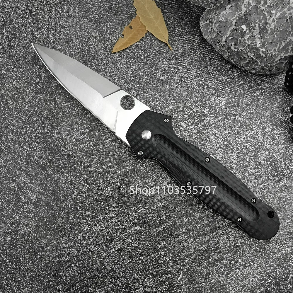 C215 Spear Point EDC Pocket Hunting Knife D2 Blade Black Anti-slip G10 Handle Tactical Survival Hiking Utility Folding Knives