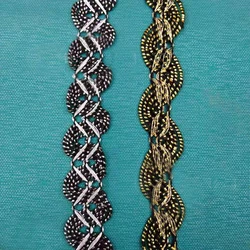 20Yards Black Gold Lace Trim Ribbon Curve Lace Fabric Sewing Centipede Braided Lace Wedding Craft DIY Clothes Accessories Decora