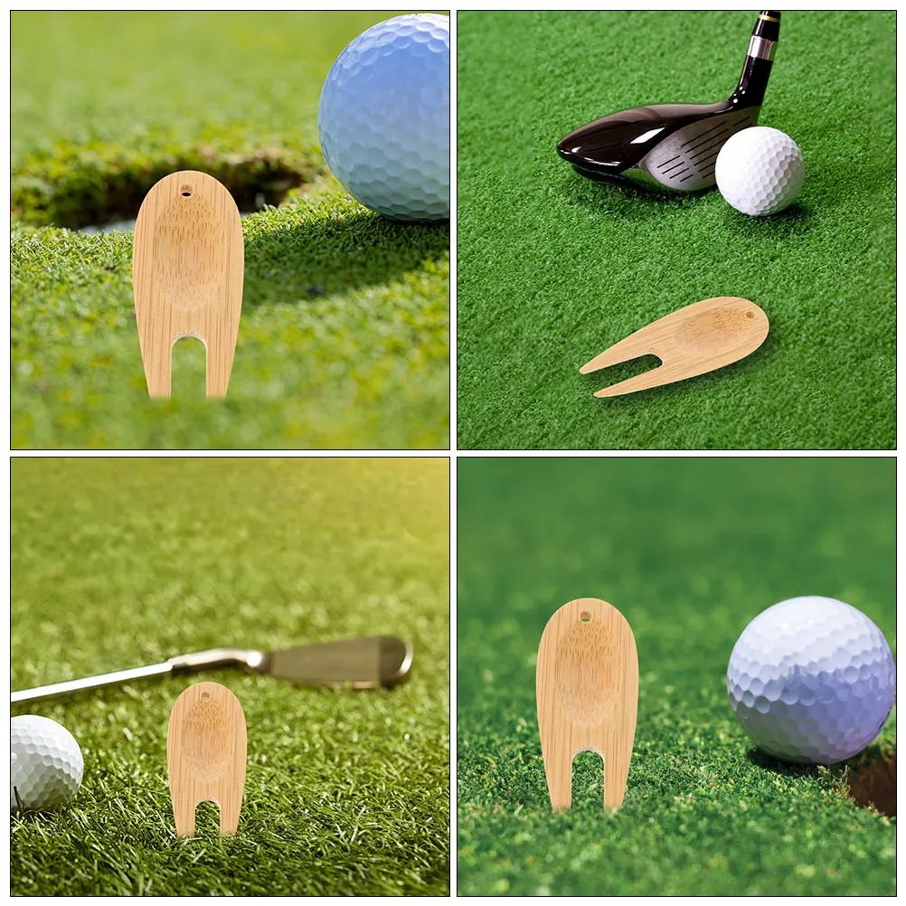 

12pcs Divot Tool Wooden Multifunctional Portable Lawn Maintenance Fork Green Durable Smooth Surface Restorer Golf