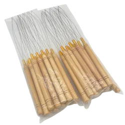 20 pcs Loop Pulling Needle Wood Handle Loop Needle Hair Extensions Feather Hair Extension Tools 2.9mm nano ring threader tools