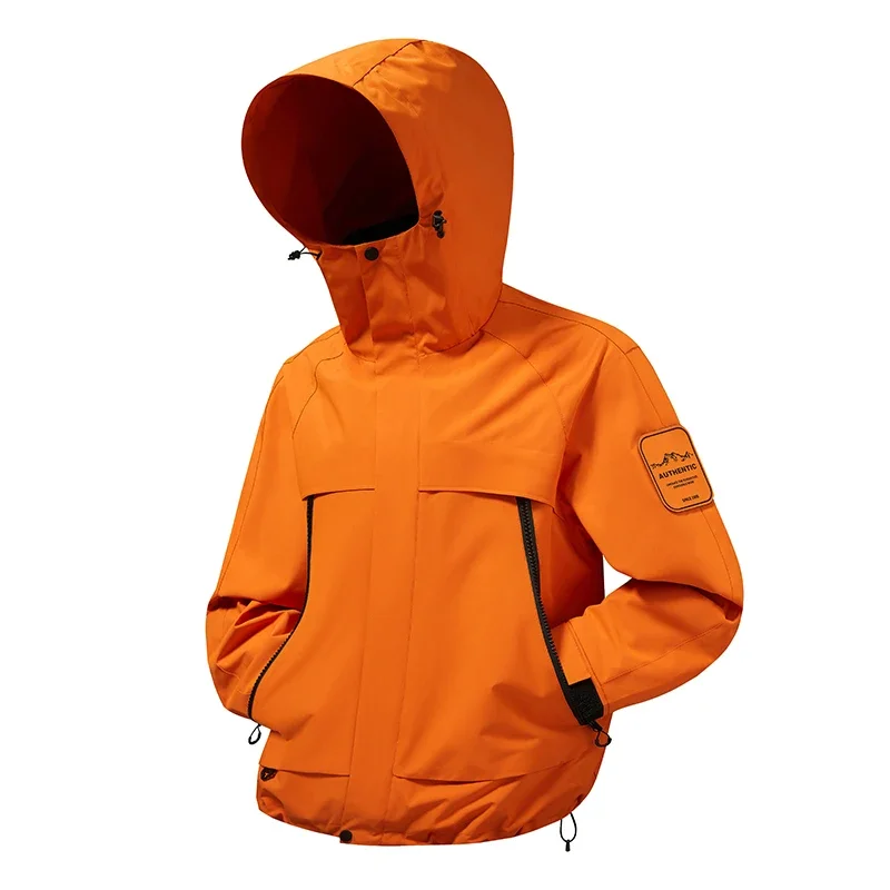 2026 New Men Softshell Jackets for Men Waterproof Zip Up Hooded Jacket Outerwear Coats with Zipper Pockets Hiking Camping Clothe