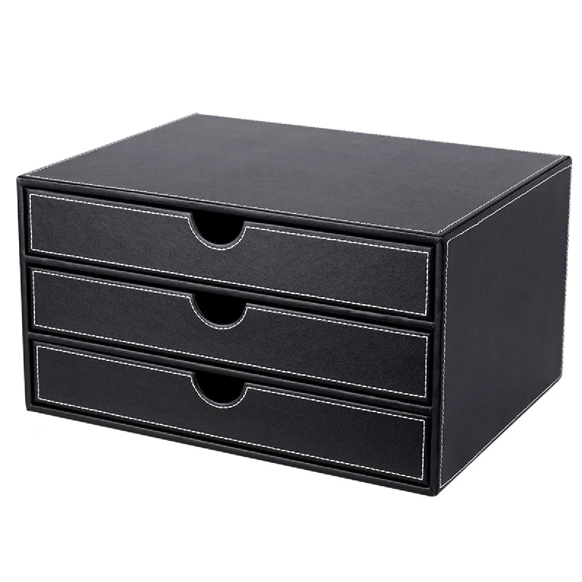 Leather Stationery Organizer Storage Boxes Desk Organizer Stand for Pens Home Office Storage Drawer Organizer for Documents Tray