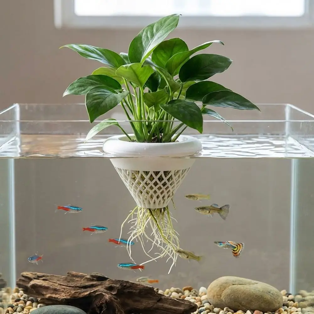3D Printed Floating Aquarium Planting Basket Growing Pots Decorative Hydroponic Plant Basket Plastic Coexistence Floating Pot