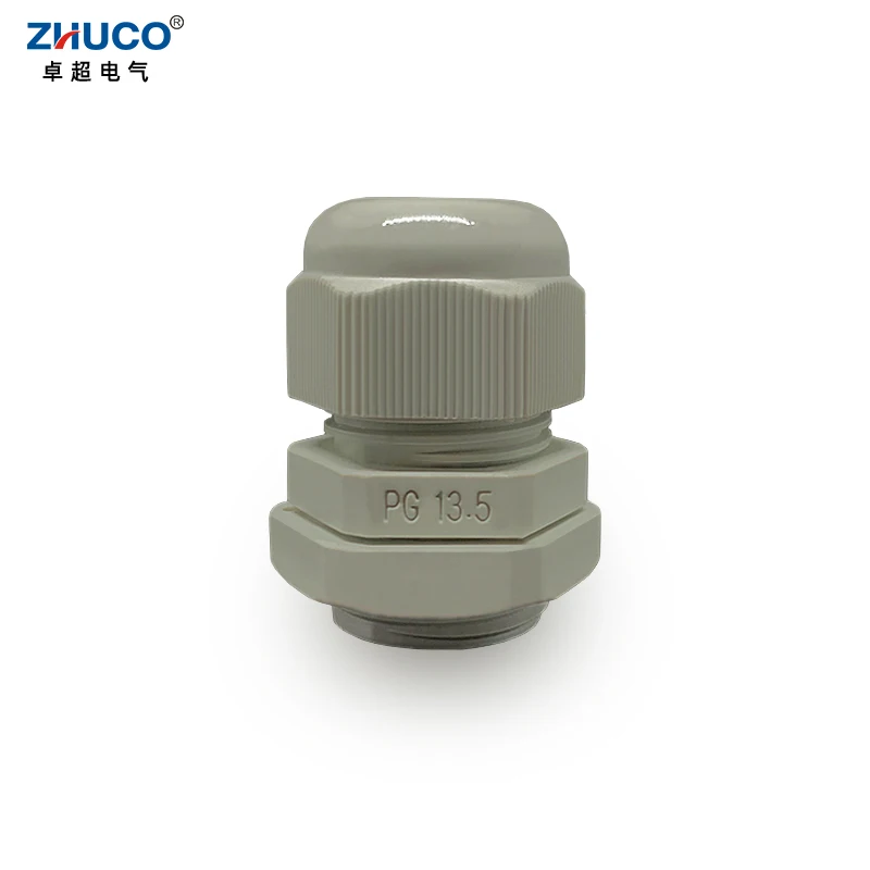 ZHUCO 10Pcs PG13.5 Grey Plastic Nylon Cable Entry Waterproof IP68 For 6-12mm Wire Adjustable Gland Connector Joints With Gasket