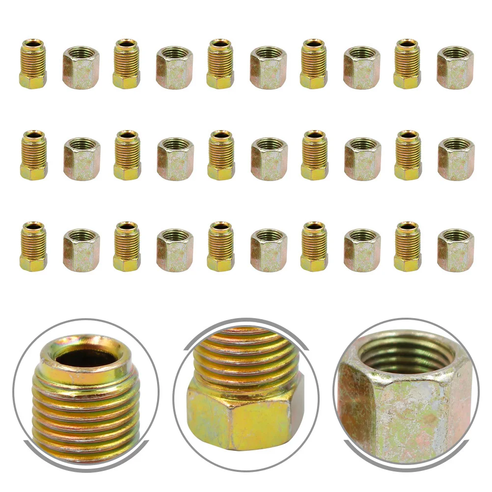 

Bubble Flare Brake Pipe Nuts 25 Sets for Brake Line Connector Fittings Pipe Joints Adapter Repair Kit