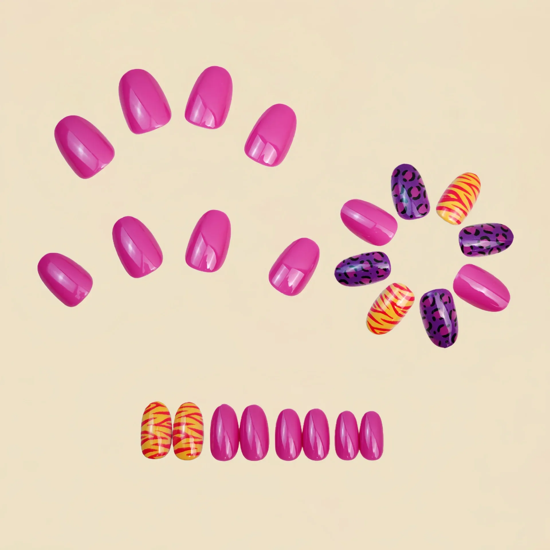 Short Long Press On Nails Leopard Black Purple Blue Glossy Glitter French Tips Self Adhesive Reusable False Nails For Women Girls Daily Manicure