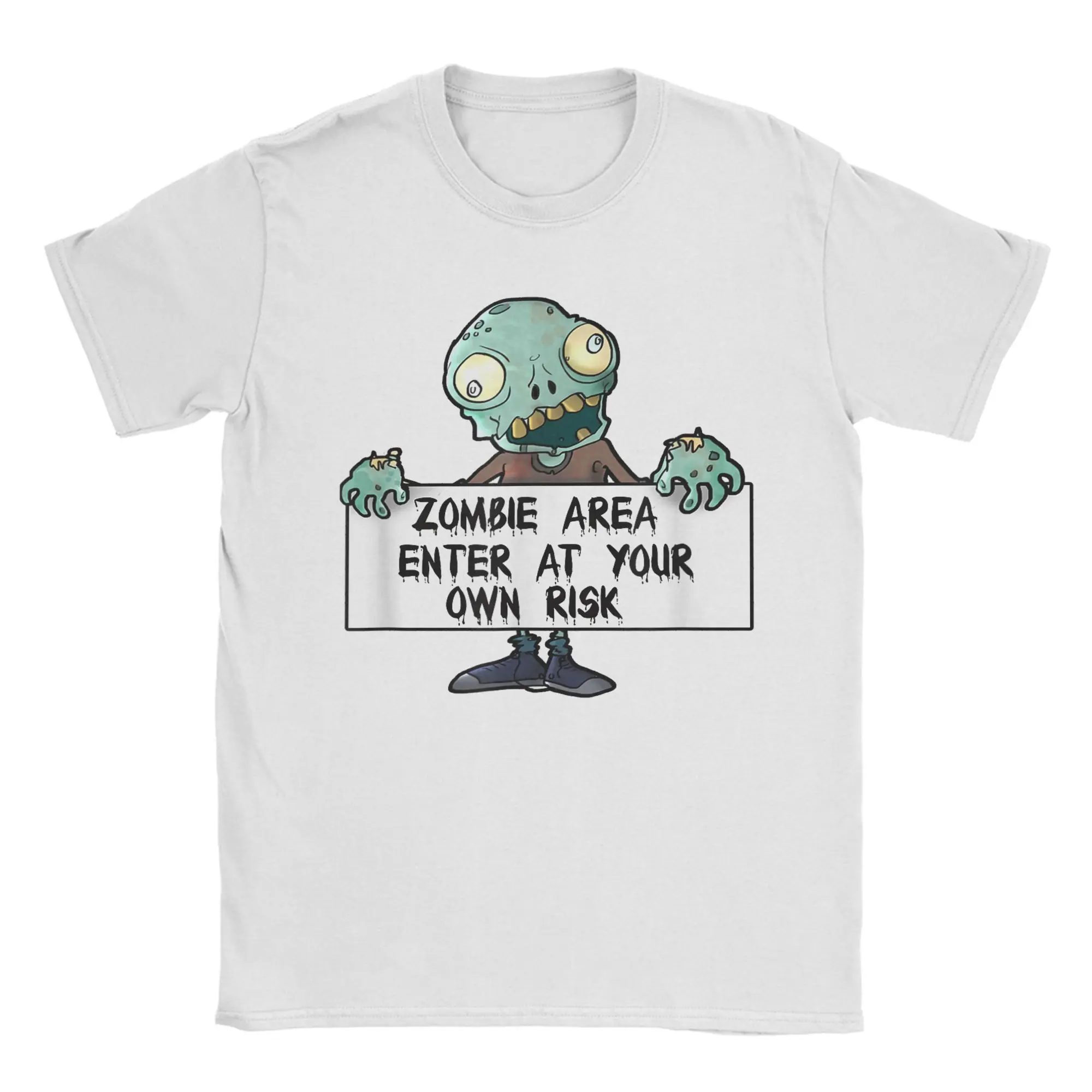 النباتات مقابل الكسالى غيبوبة مخيف مخيف تي شيرت الرجال PVZ رهيبة القطن الخالص تي شيرت طاقم الرقبة قصيرة الأكمام تي شيرت حجم كبير الملابس