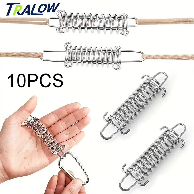 

TRALOW 10pcs Heavy Metal Wind Rope Buckle for Camping Hiking and Outdoor Travel Shading Fixed Elastic Hook for Pet Traction