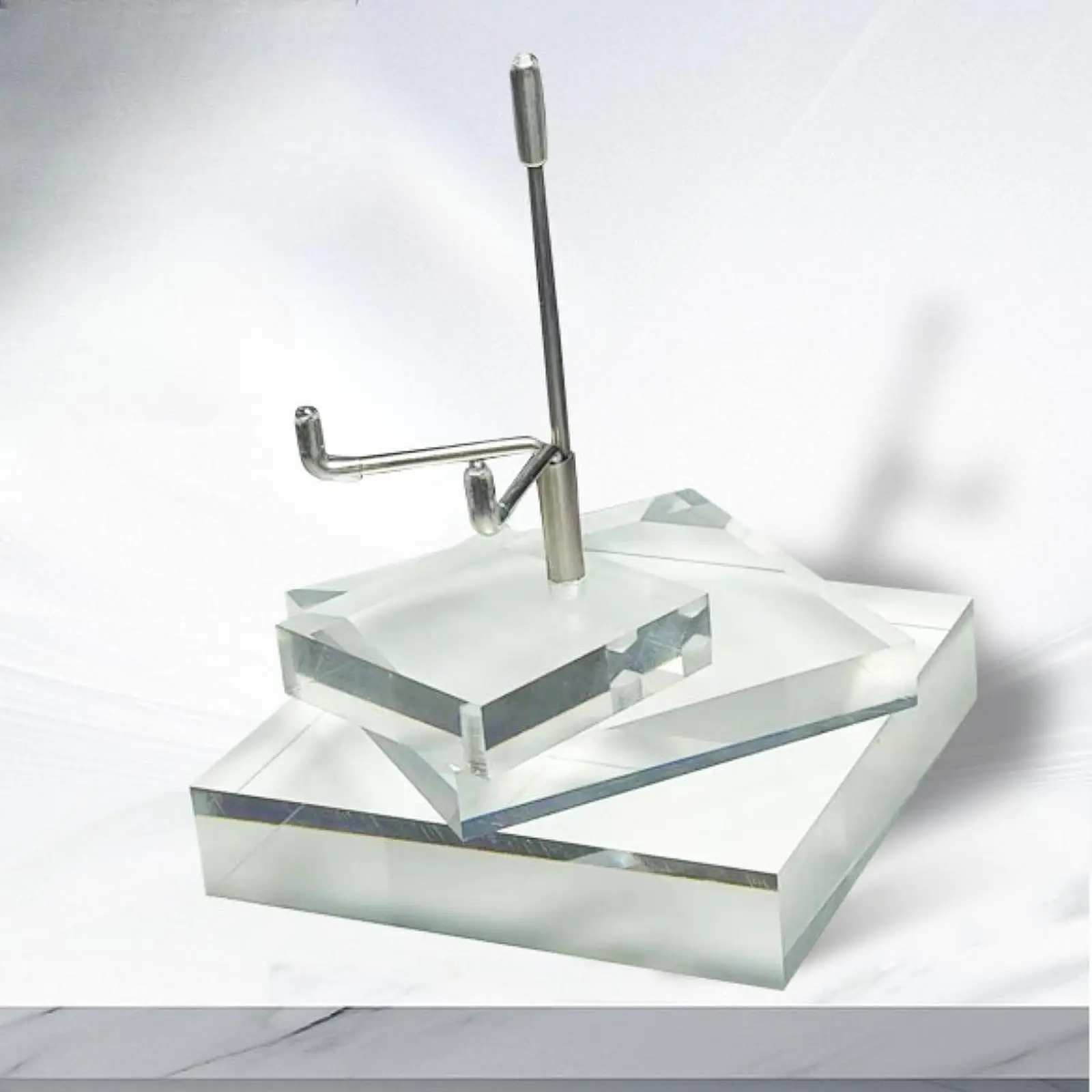 Acrylic and Metal Rock Display Stand with Protective Silicone Easel for Home Decor and Art Collection