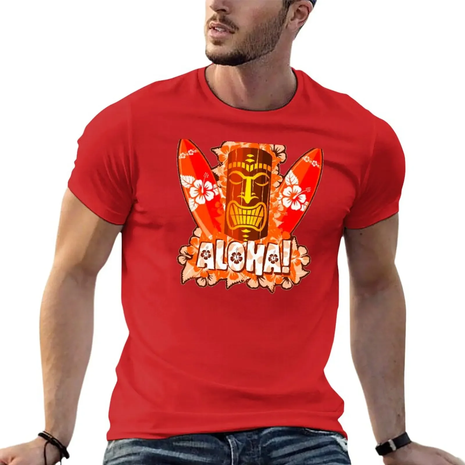 Aloha tiki T-Shirt korean fashion cute clothes hippie clothes summer top designer t shirt men