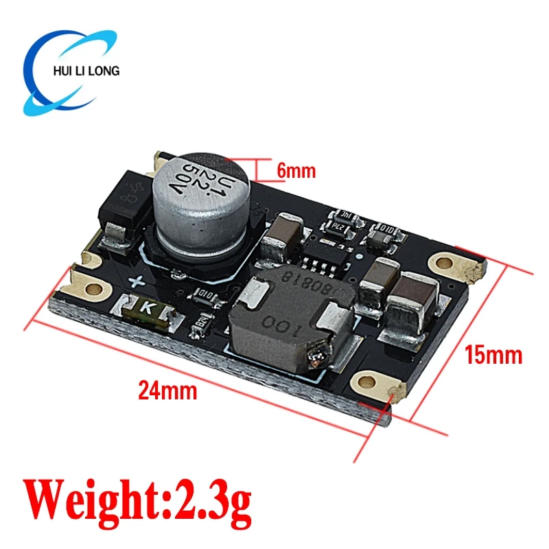 Mini módulo step-down DC-DC 12V/24V/36V a 5V2A retificador síncrono com alta eficiência e baixa corrente estática