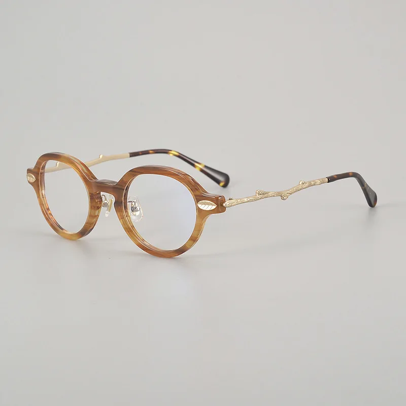 High Quality Pure Titanium Women Glasses Frames Retro Oval Acetate Frame Fashion Tree Branch Style Myopia Prescription Eyeglass