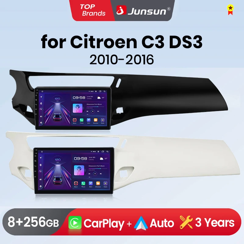 Junsun-Autoradio Android CarPlay sans fil, Systèmes intelligents de voiture, RDS, BT, DSP, Autoradio 2 Din, Cristaux, C3, DS3, 2010-2016
