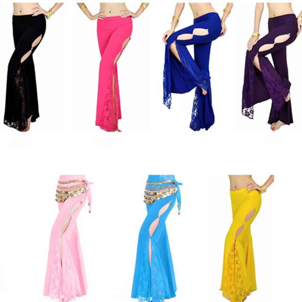 Sexy New Professional Women Belly Dance Pants Lace Bollywood Indian Dance Costumes Tribal Bellydance Flares Pants adult