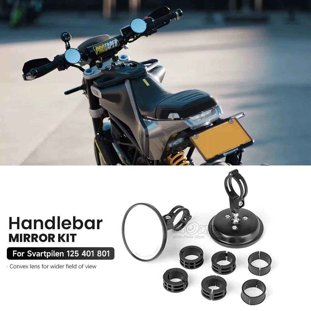 Motorcycle Trail Mirrors For Husqvarna Svartpilen 801 401 125 Blind Spot Mirror 360 ° Adjustable Handlebar Side Mirrors