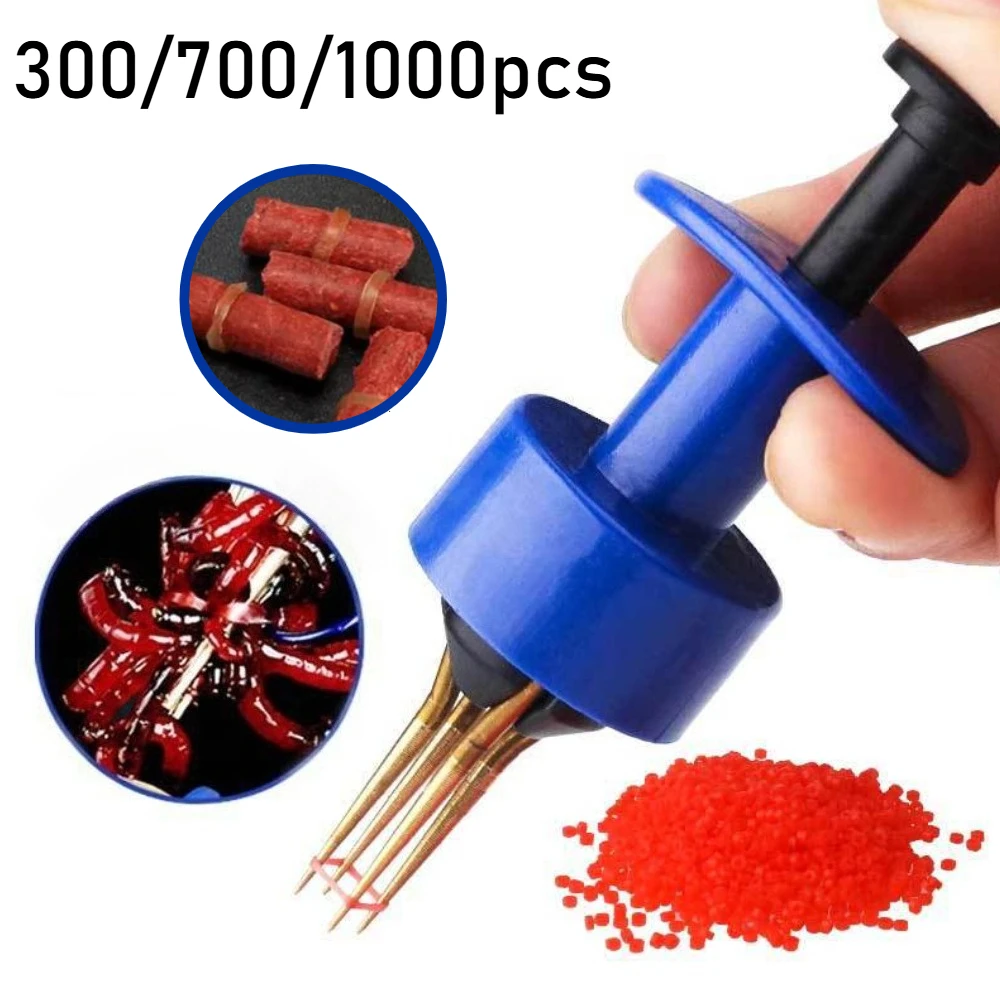 300/700/1000 Uds cebos anillos de goma elásticos Clip de cebo de gusano pesca atada a mano con bandas de goma granulares herramientas de vendaje de cebo de pellets