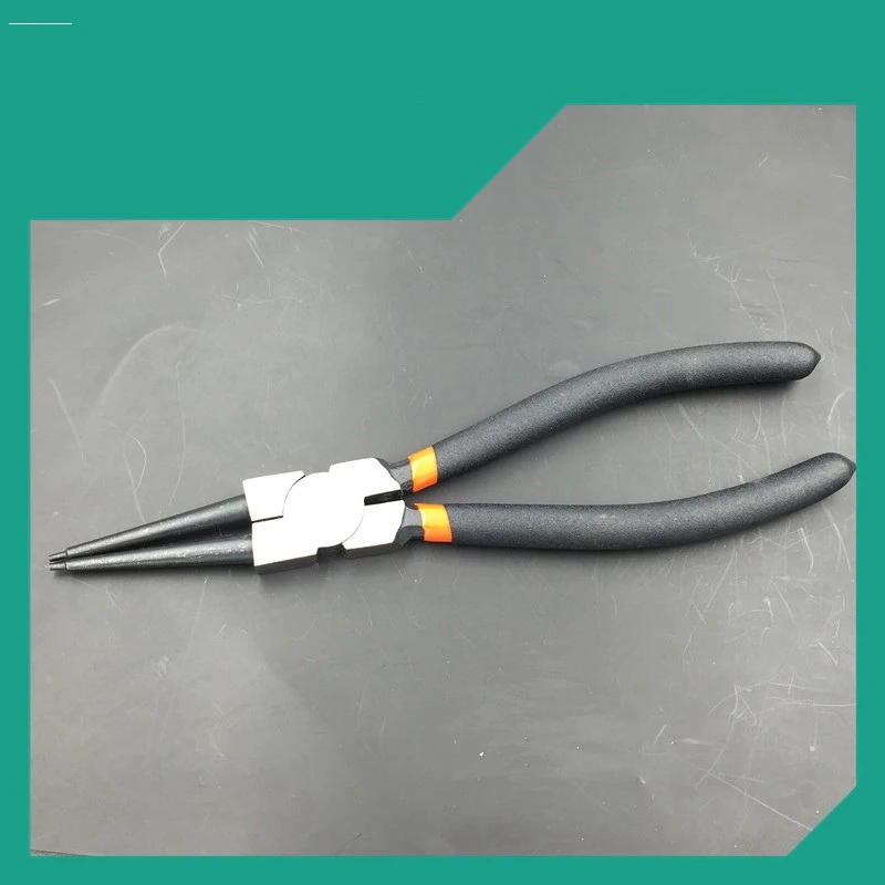 Juego de alicates de clip, herramienta de instalación de removedor de anillo externo interno, punta de mandíbula recta/curva, herramienta cargada con resorte de precisión