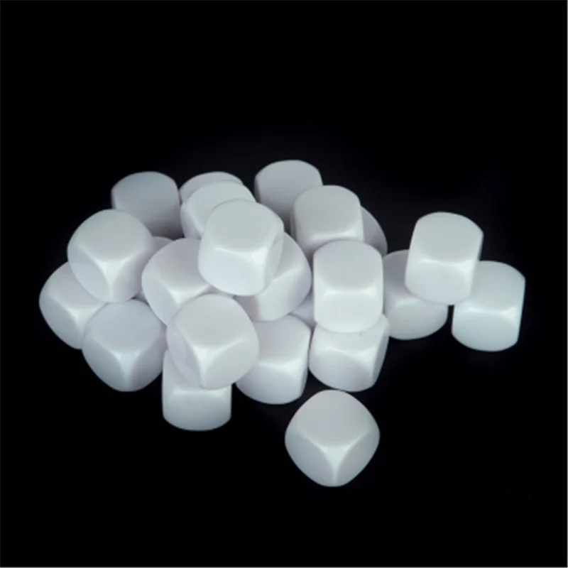 10Pcs/Lot! 16mm Blank Dice White Rounded Corner Write White Blank Dice Board games For Children Teching DIY Dice