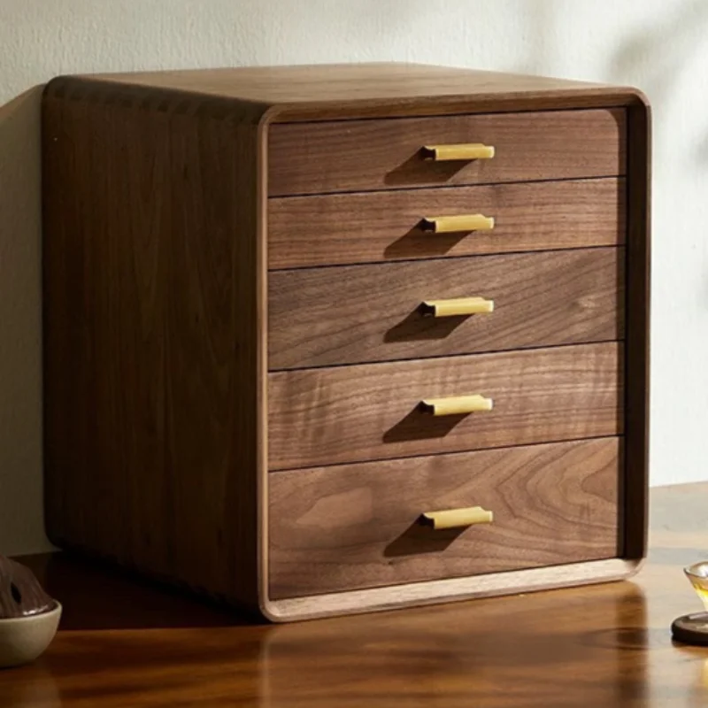 Wooden Tea Cup Storage Cabinet Retro Tea Set Display Box Desktop Bracelet Organizer Case Large Capacity Pendant Organizer Boxes