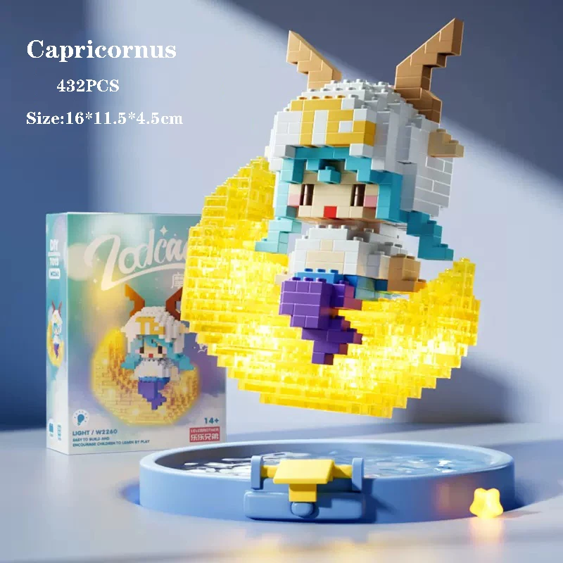 

Kawaii Moon Twelve Constellations Building Blocks Aries Taurus Gemini Model Sagittarius Mini Brick Toys For Kids Gift With Light