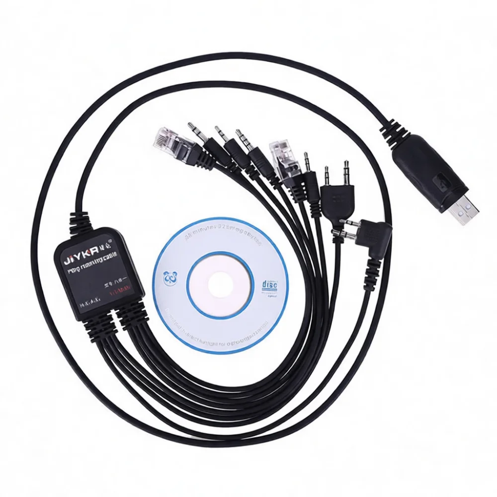 Universal 8 In 1 Walkie Talkie Programming Cable USB Data Cord Flexible Frequency Configuration Line For Radios