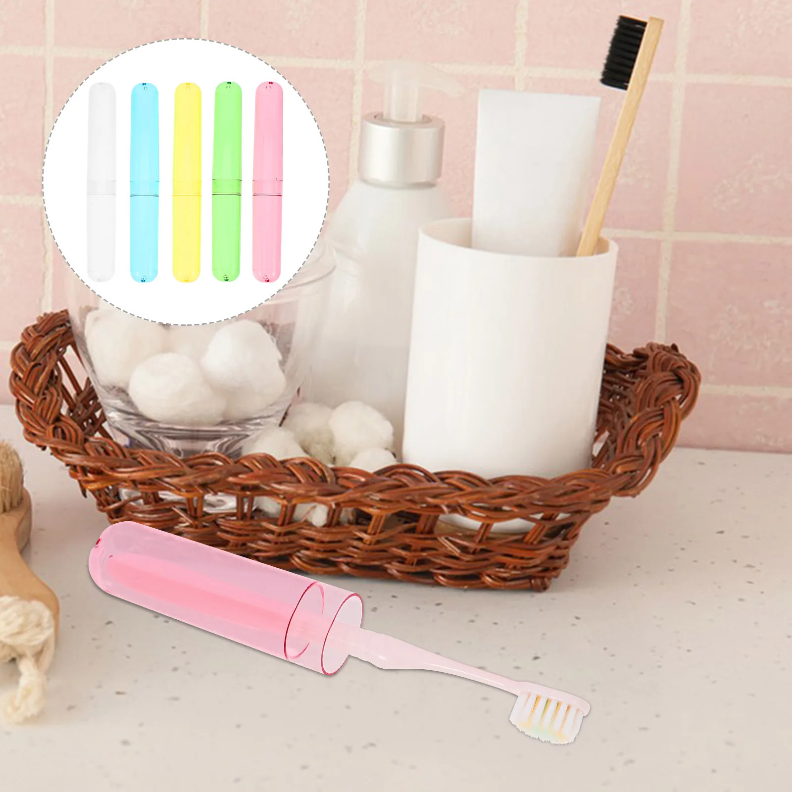 

5pcs Travel Holder Lightweight Portable Storage Box For Traveling Compact Toothbrush Organizer Plastic Toothbrush Case Business