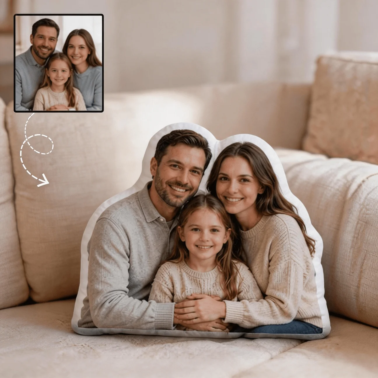 Personalized Full Body Cutout Photo Pillow Double Sided Custom Family Figure Irregular Shaped Cushion Custom Photo Gift