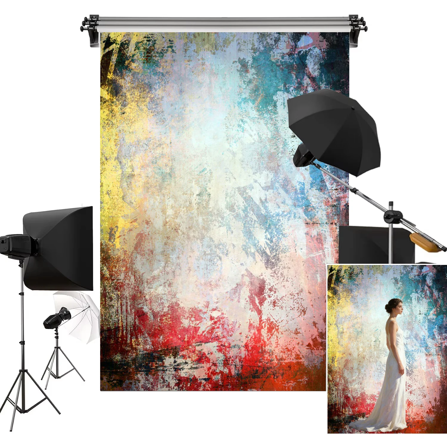Abstract Backgrounds for Photographs Vintage Solid Color Gradient Baby Shower Maternity Bridal Art Portrait Backdrop Photo Booth