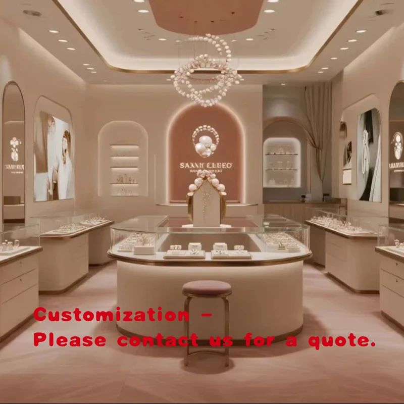 

custom.Classic Luxury Jewelry Freestanding Display Metal Wooden Glass Wall Showcase
