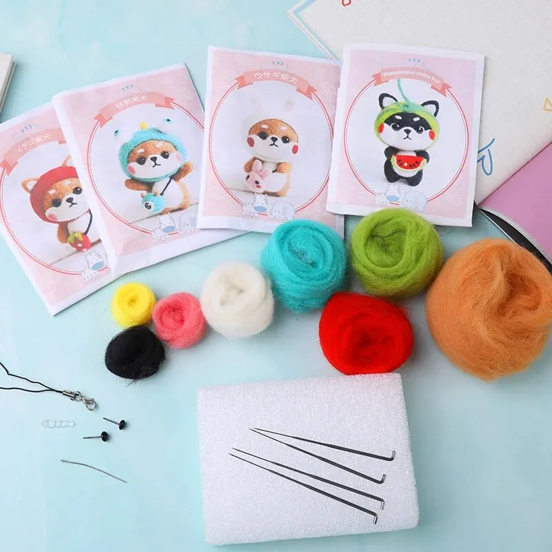 1 Pcs Wool Felting Package Material Animal Handmade Toy Non-Finished DIY Arts Crafts Needlework Yarn Needle Felting Starter Kit